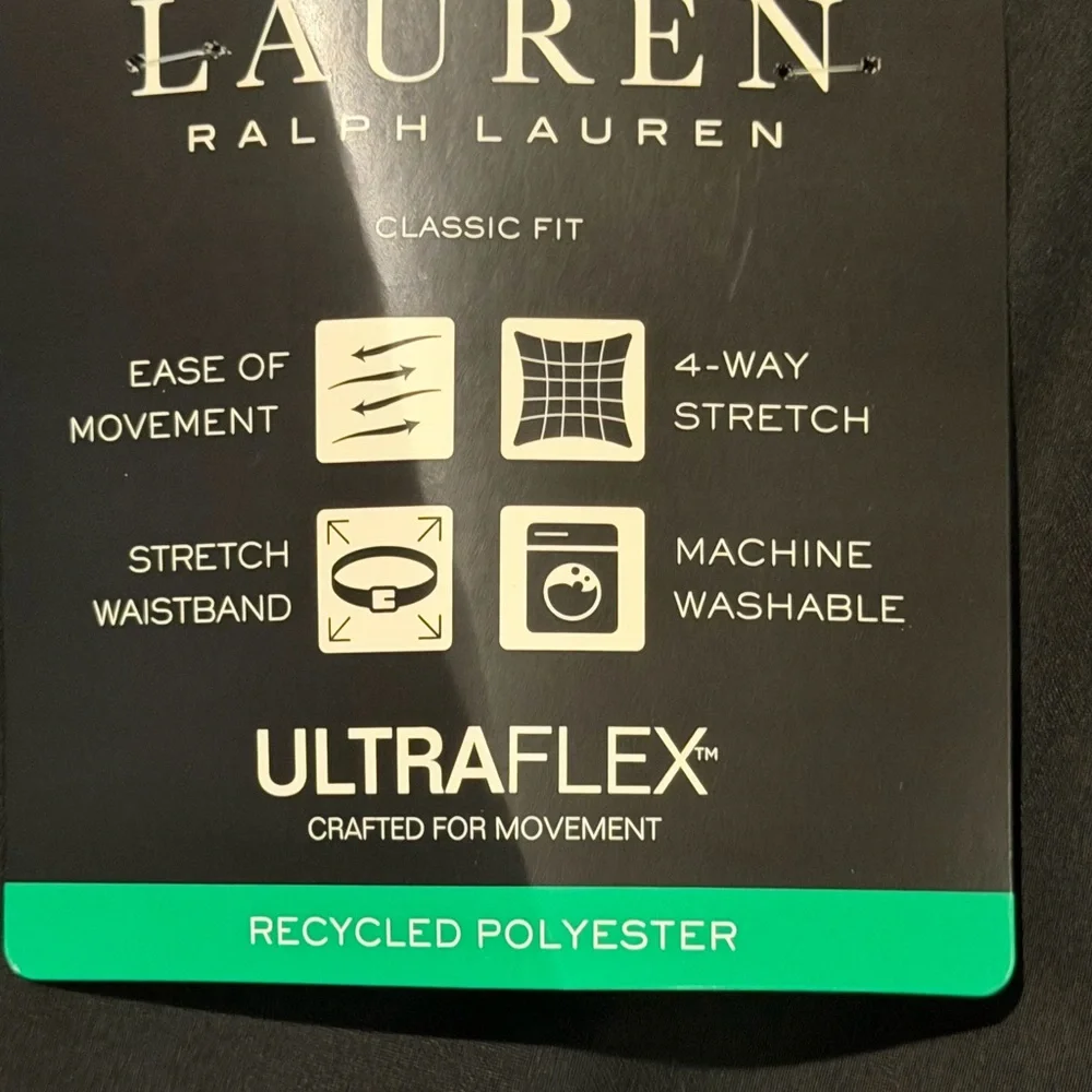 Lauren Ralph Lauren Men's Classic-Fit Solid Flat-Font BLACK 38x32 Pants NWT‎